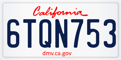 CA license plate 6TQN753