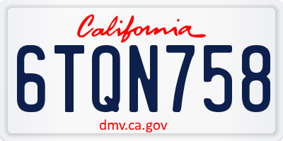 CA license plate 6TQN758