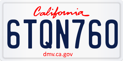 CA license plate 6TQN760