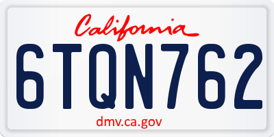 CA license plate 6TQN762