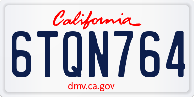 CA license plate 6TQN764