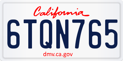 CA license plate 6TQN765