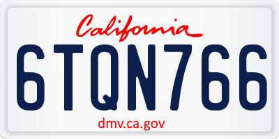CA license plate 6TQN766