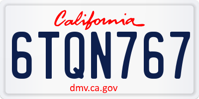 CA license plate 6TQN767