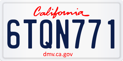 CA license plate 6TQN771