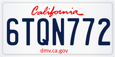 CA license plate 6TQN772