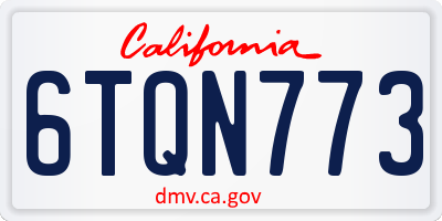 CA license plate 6TQN773