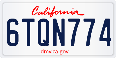 CA license plate 6TQN774