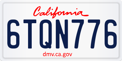 CA license plate 6TQN776