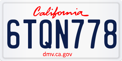 CA license plate 6TQN778
