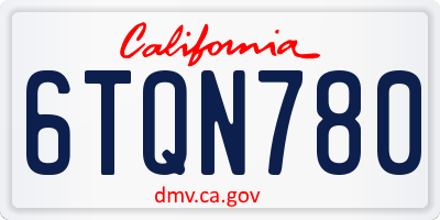 CA license plate 6TQN780