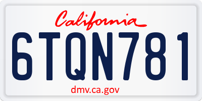 CA license plate 6TQN781