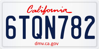 CA license plate 6TQN782