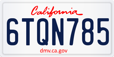 CA license plate 6TQN785
