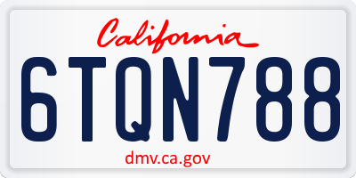 CA license plate 6TQN788