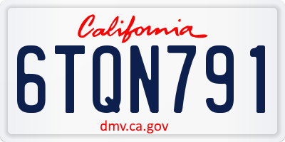 CA license plate 6TQN791