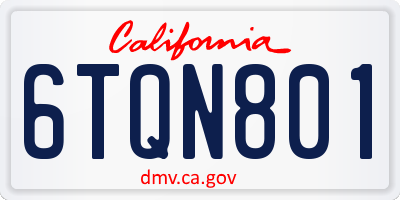 CA license plate 6TQN801