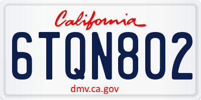 CA license plate 6TQN802