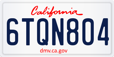 CA license plate 6TQN804