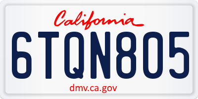 CA license plate 6TQN805