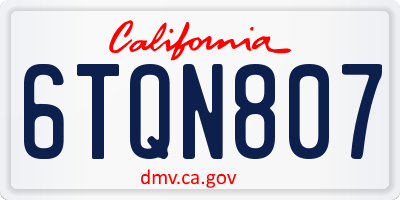 CA license plate 6TQN807