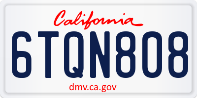CA license plate 6TQN808