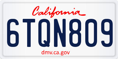 CA license plate 6TQN809