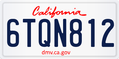 CA license plate 6TQN812