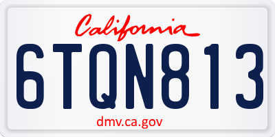 CA license plate 6TQN813