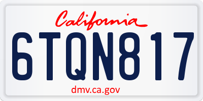 CA license plate 6TQN817