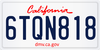 CA license plate 6TQN818