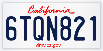 CA license plate 6TQN821