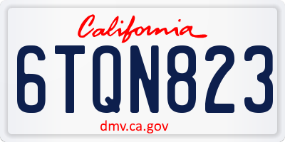 CA license plate 6TQN823