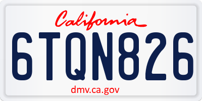 CA license plate 6TQN826