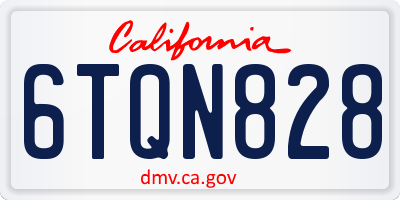 CA license plate 6TQN828