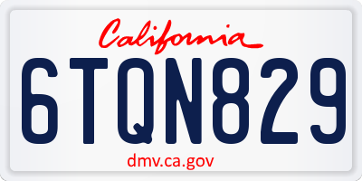 CA license plate 6TQN829