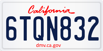CA license plate 6TQN832