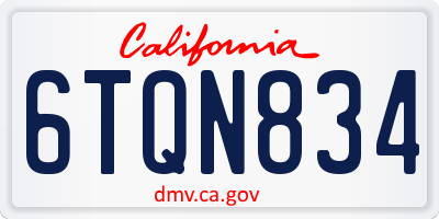 CA license plate 6TQN834