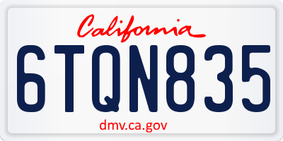 CA license plate 6TQN835