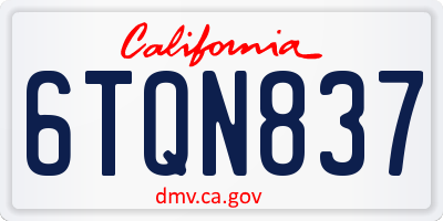 CA license plate 6TQN837