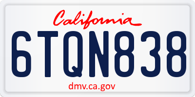 CA license plate 6TQN838