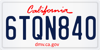 CA license plate 6TQN840