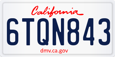 CA license plate 6TQN843