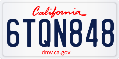CA license plate 6TQN848