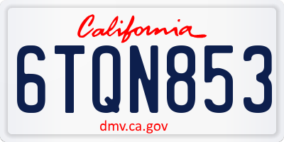 CA license plate 6TQN853