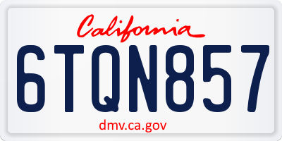 CA license plate 6TQN857