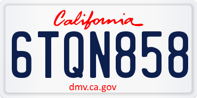 CA license plate 6TQN858