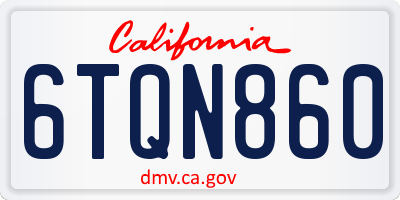 CA license plate 6TQN860