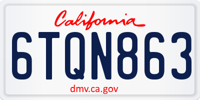 CA license plate 6TQN863