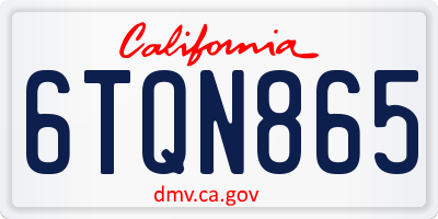 CA license plate 6TQN865